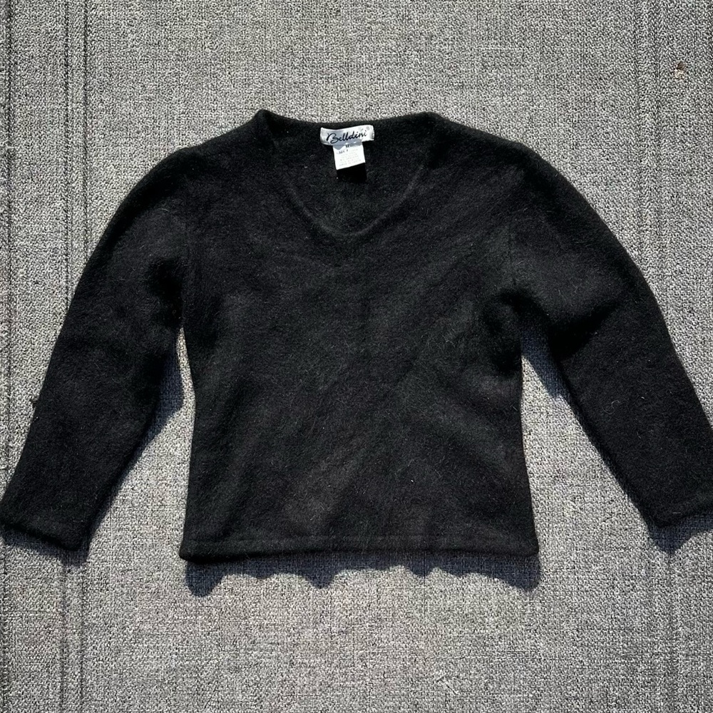 Belldini Black V-Neck Angora Sweater